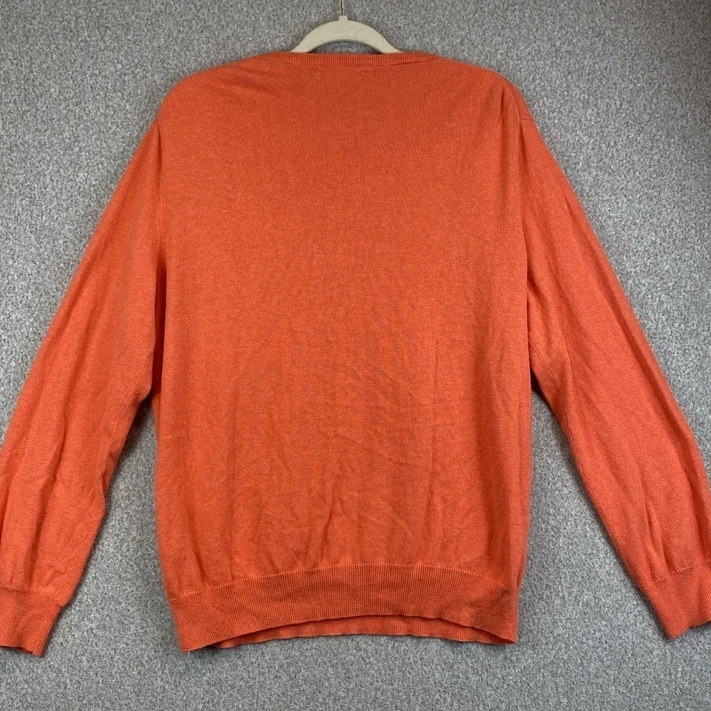 J. Crew cotton cashmere sweater fine knit orange L preppy colorful classic